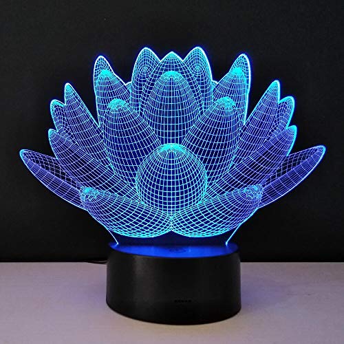 Preisvergleich Produktbild 3D optische Täuschung Nachtlichter Methacrylatplatte Schreibtisch Tischlampe Glühbirne Lotusblume USB Neuheit Nachttischlampe Home Deco Lampy
