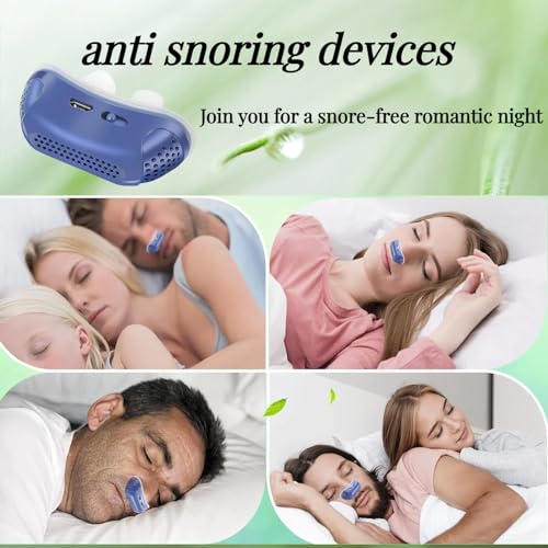 Anti Snoring Devices,Sleep apnea Devices,Electric,Snoring Solution and Suitable for Men & Women with All Nose Shapes,Micro cpap Device for Sleep apnea (Blue)