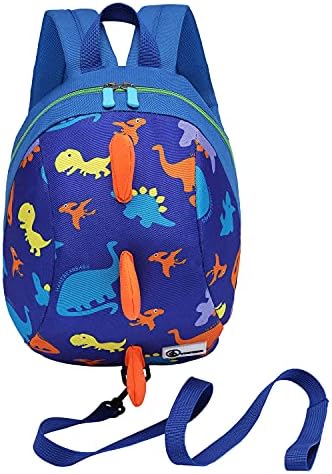 DB Dinosaur Toddler mini backpack with leash,children Kids baby harness bookbag (Deep Blue)