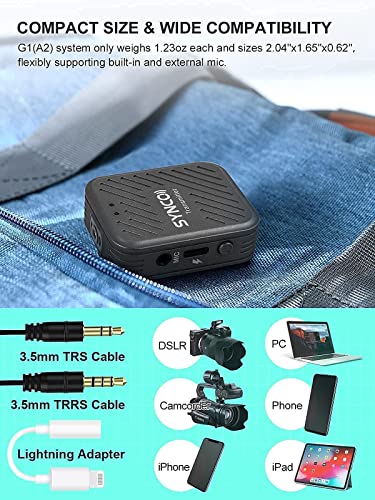 Synco Wireless Lavalier Microphones & System, G1(A2) 2.4G Dual Transmitter Lapel Mic 164Ft 8H For Youtube Vlog Live Stream For Camera Smartphone Tablet, Wireless-Lavalier-Microphone-For-Iphone #TOP7