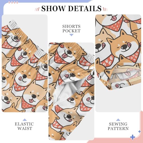 Lovely Corgi Dogs Boys Long Pants Soft Trousers Elastic Waist Kids Lounge Bottoms with Pockets S-XL4