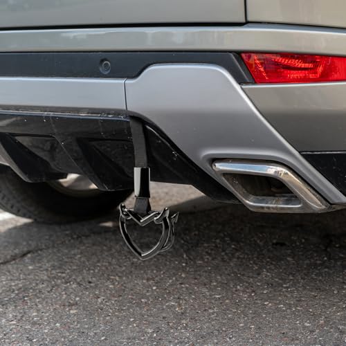 Image of 2 Pcs Devil Heart Shaped Car Handle Strap - JD M Drift Charm Rear Bumper Warning Ring Decor for Car Interior Exterior, Subway Bus Handle Accessory, Cute Heart Car Decor Gift (Black-Tail)