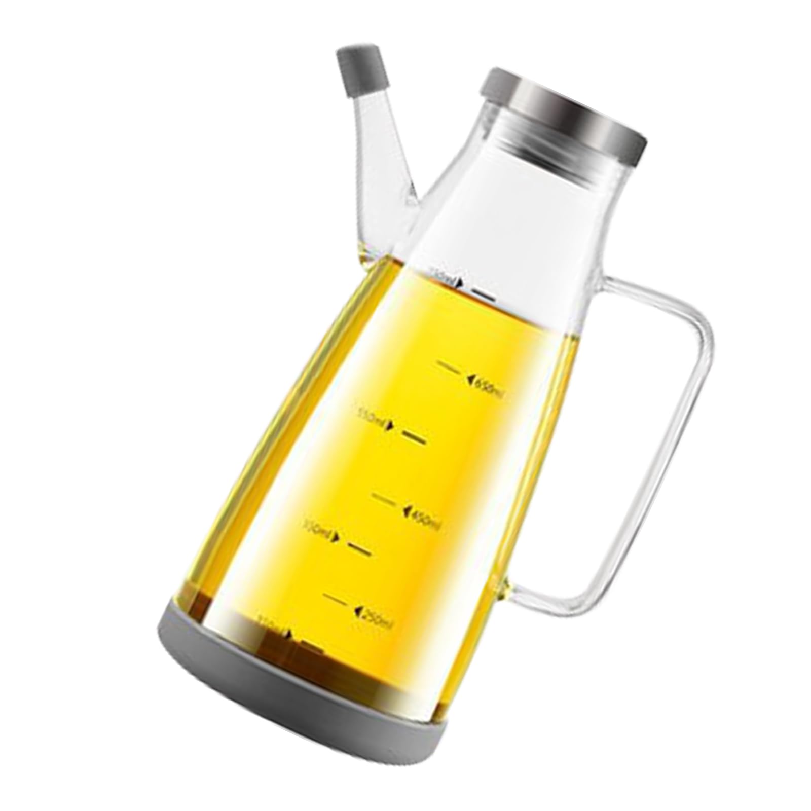 Glass Oil Bottle with Rustproof Steel Pourer Spout Leakproof Kitchen Tool Design for Oil Vinegar Soy Sauce Borosilicate Glass Bottle with Silicone Lid