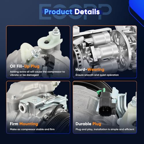 Image of ECCPP A /C Compressor with Clutch 2011-2019 Fit for Ford Explorer 3.5L 2013-2015 Fit for Ford Police Interceptor Utility 3.7L AC Compressor
