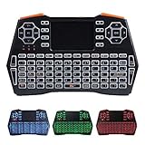  Fesjoy Mini clavier sans fil 2,4 G Air Mouse Clavier rétroéclairé tricolore avec pavé tactile Compatible avec ordinateur portable Tablette Anglais