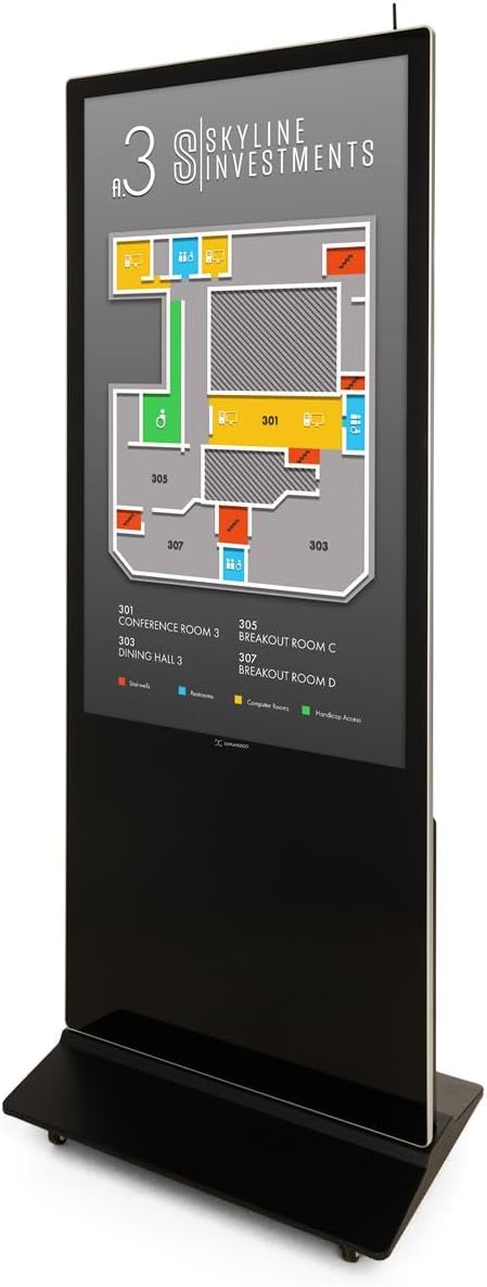 Displays2go 55" Non-Touch Digital Poster Kiosk, Single Sided, Android 14 OS, Caster Wheels