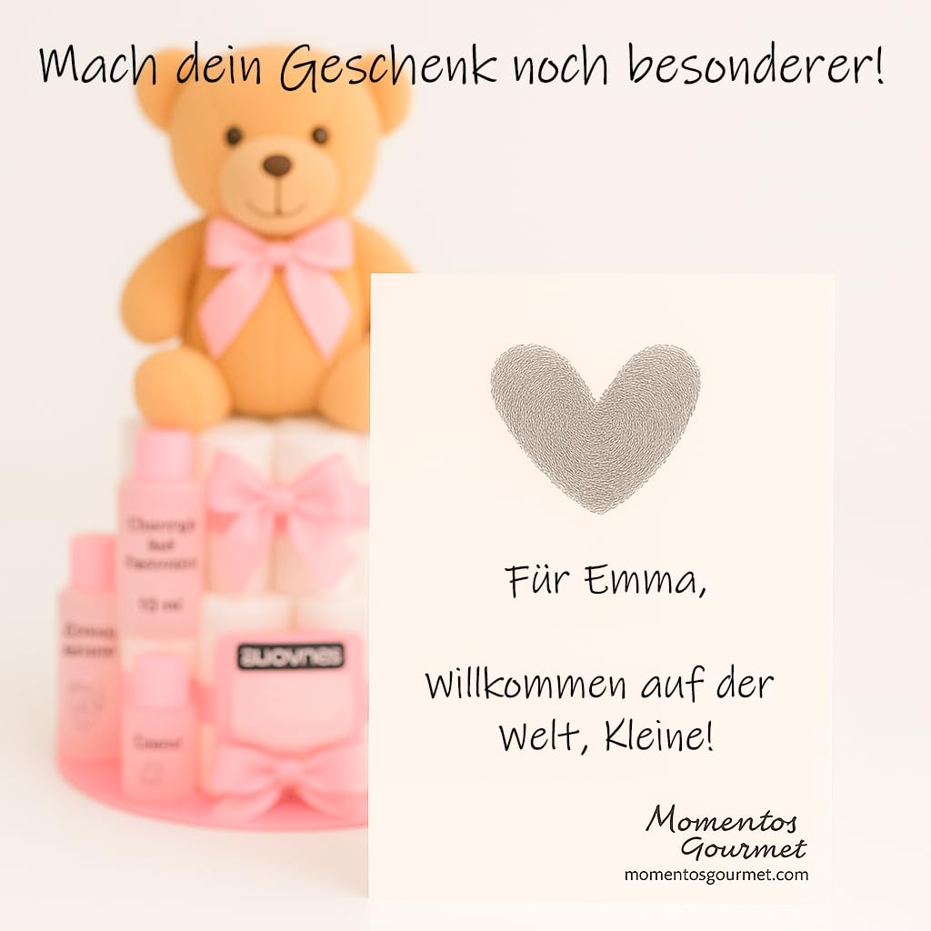 Windeltorte für Junge und Mädchen Geschenk zur Geburt Baby Erstausstattung Neugeborene Personalisierte Handgemachte Windeltasche Newborn Baby Set Neugeborene Babyparty (Rosa, Größe 2 (3-6kg))