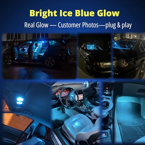 Image of WLJH 17pcs 12V LED Interior Lights Package Kit+ License Plate Light Lamp Accessories for BMW E46 M3 1999-2006 Sedan Wagon Coupe Ice Blue | Canbus, Cool Ice Blue Interior Illumination, Dome and Map Lights, Footwell and Courtesy Lights, License Plate Lights, 17-Pack
