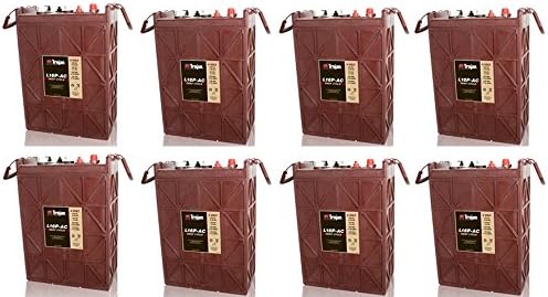 Eight brown battery packs arranged in two rows of four.