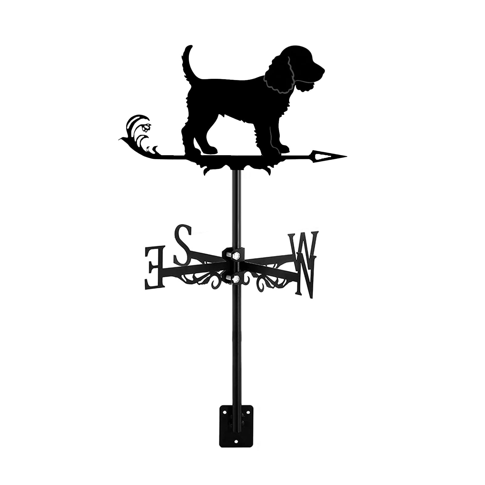 Girouette Chien Animal Direction du Vent Noire Indicateurs De Toit Installation Extérieure Décoration pour Ferme, Grange, Abri De Jardin, Terrasse, Cocker Spaniel