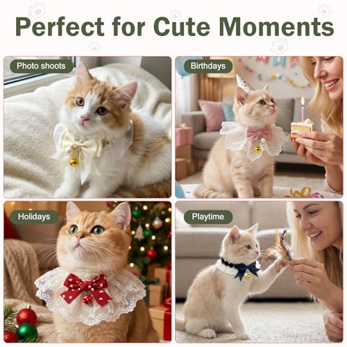 Collar de gato Quafochel con campana extraíble y encaje ajustable 7