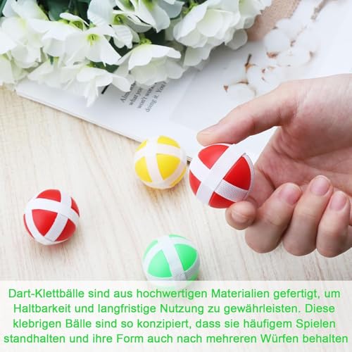 HENGBIRD 20 Stück Klettball, Kinder Darts Erstaz Bälle, Wurf Spiel Scheibe Ersatzbälle für Drinnen Draußen Kinder Erwachsene Party Klett Klettspiel