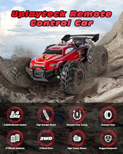 Uplayteck Coche Teledirigido, Coche RC Todoterreno a Escala 1:18, 2WD, 20 Km/h Alta Velocidad RC Buggy, 2.4 GHz Coche Teledirigido con Batería Recargable, Coche Radiocontrol para Niños y Adultos
