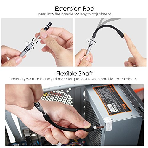 Syntus Electronic Repair Tool Kit with Magnetic Driver Kit, 80 in 1 Professional Precision Screwdriver Set with Portable Pouch for iPhone, iPad, MacBook, Gaming Console, Controller, Black