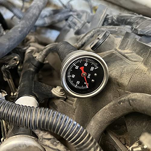 Sreuoil RSC191 Universal Manual Inline Fuel Pressure Regulator Gauge Liquid Filled 0-100Psi Oil Press Gauge 1/8 Inch Npt thumb #2