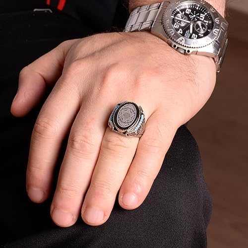 KAMBO Anillo de David of Star, anillo de sello de Salomón, de plata de ley maciza de 925 K para hombre, Personalizzato, Plata, Sin piedra preciosa