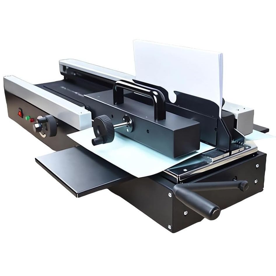 ZHPPED Perforadora de Papel con Pegamento termofusible inalámbrico 200 Piezas/H Máquina de encuadernación de Libros A4 Espesor del Pegamento 40 mm Longitud del Pegamento 32 cm