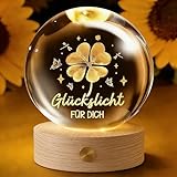 Glücksbringer,60mm Aufladbar LED Glaskugel Deko Lampe Glücksbringer Prüfung mit Holzsockel,Kristallkugel Stimmungslicht Deko Wohnzimmer Geburtstagsgeschenk Geschenke für Frauen Geburtstag Freundin (A)