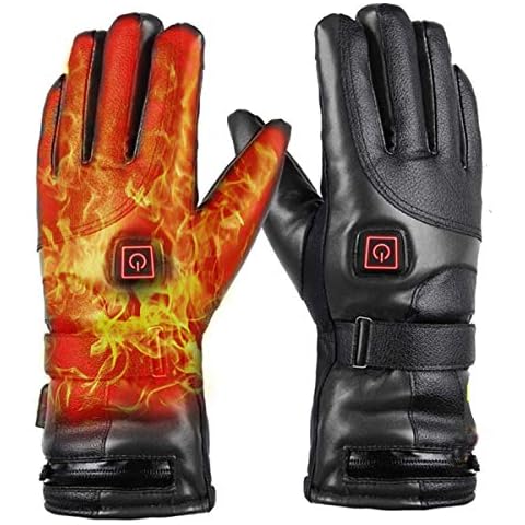 Heated Gloves for Men Women 4000 mAh Heated Leather Gloves Rechargeable Lithium Ion Battery Heated Gloves Bicycle Motorcycle Winter Gloves Ski Gloves Cover