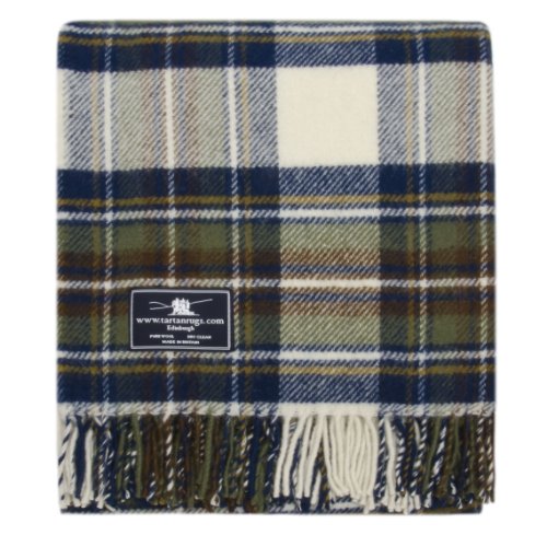 Tweedmill Textiles Muted Blue Stewart Tartan Premium Wolle Reiseteppich