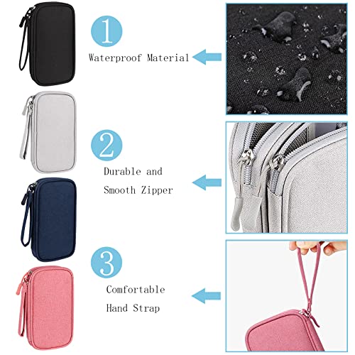 YWKJDDM Kabeltasche, Elektronische Tasche Wasserdicht Kabelorganizer Tasche, Universal Doppelschicht Reise Elektronik Zubehör Tasche für Handy Ladekabel USB Headset Powerbank (Rosa)