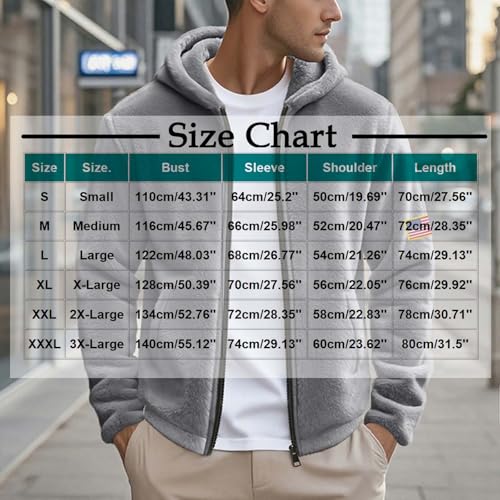 Mens Winter Fleece Warm Coat Fashion Star Striped Sweatshirt Casual Full Zip Hoodies Long Sleeve Cardigan with Pocket3