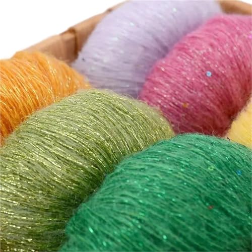 Crochet Knitting Yarn 3pcs 150g BallsLace Mohair Yarn with Sequins, Crochet Knitting Loop Thread, Shiny Glitter, DIY Sweater(11)