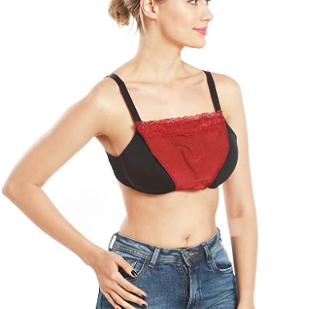 Metyou Women's Plus Size Red Lace Clip-On Mock Camisole Bra Insert Overlay Modesty Panel Vest (Plus Size Red)