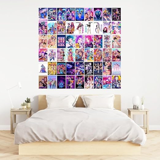 54 pcs Kpop Demen Hunter Wall Collage Kit | 54 Premium 300 GSM Posters 4×6 Inch | Aesthetic Room Decor | Self Adhesive Tissue Tape Included | Thick Vibrant Prints for Bedroom, Dorm, Gaming Room 2