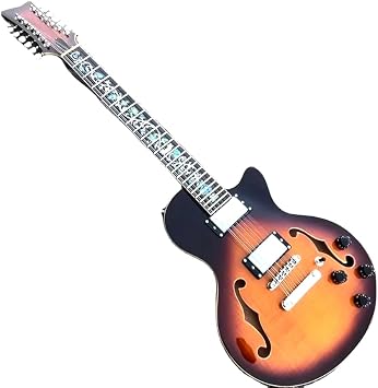 Semi Hollow Body 12 String F Hole Electric Guitar Mahogany Body Stainless Steel 22 Fts Alnico V Humbucking Pickup Jazz Guitar Vintage Sunburst