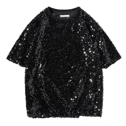 T-shirt homme pull à sequins manches courtes | Vêtement d'été pour homme style scène et paillettes
