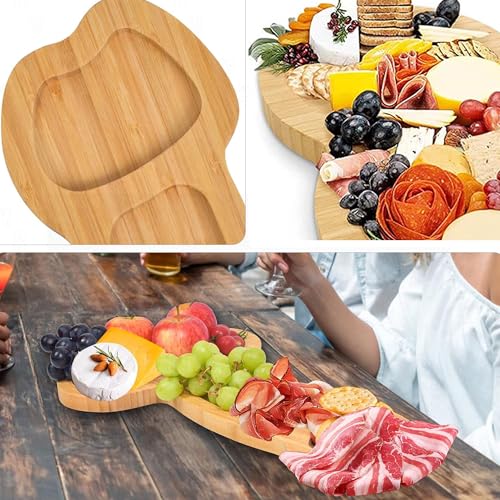 Tábua de aperitivos engraçada, tábua de queijos e travessa de charcutaria de madeira maciça, talhere