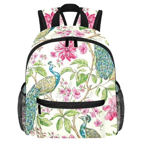 Sac à dos léger motif floral d'hibiscus avec poches latérales bouteilles