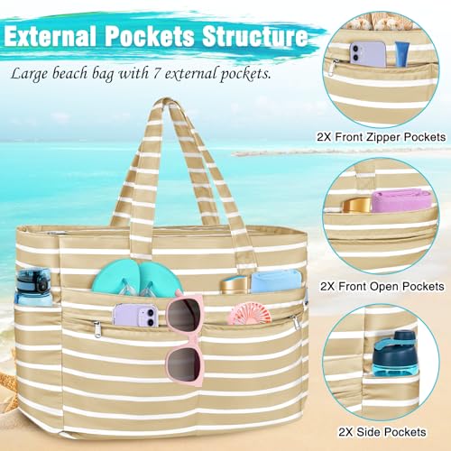 Image of HUANLANG Extra Large Beach Bag Waterproof Beach Totes Bags for Women Men,Pool Bag with Zipper Wet Pocket