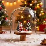 kanpura Glass Dome Cloche Decorative Showcase Display for Antique Collectibles, Bell Jar Terrarium & Dessert Cover (H:5.9" D:4.7")