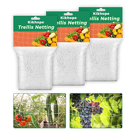 Kikhope Trellis Netting, 3 Packs 5 x 15 ft Heavy-Duty Polyester Plant Trellis Netting Mesh, Square Mesh Net for Climbing Plant, Fruits, Vegetables, Vines, Grow Tents, White