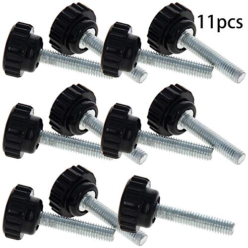 Image of Othmro M6x20mm Male Thread Thumb Screw Knobs 11pcs, Length 30mm Threaded Knurled Clamping Grip Thumb Screw on Type Round Head Clamping Thread Knobs Black