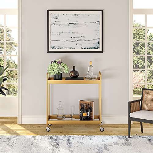 Cooper 33'' Wide Rectangular Bar Cart In Brass #TOP3