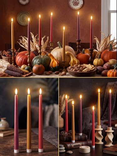 Image of Treela 24 Pcs Flameless LED Taper Candles, Fall, 11 Inch, Warm Color
