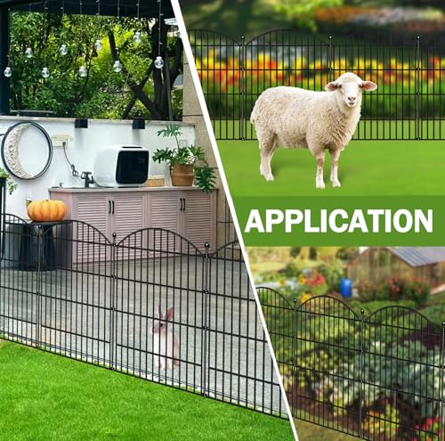 IMSGVIFO Steckzaun Metall,Teichzaun 80cm Hoch,10x Oberbogen Rund Dekorativer Gartenzaun,Gitterzaun Set Beetzaun Zaunelemente Steckzaun für Hunde Teichumrandung Hühnerzaun Schafzaun,Anthrazit
