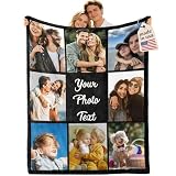 iDIY Custom Photo Blanket – 8 Picture Personalized Gifts for Women Mom Dad, Customized Blanket with Text & Photos, Fleece Throw Blanket for Adults, Ships Next Day USA