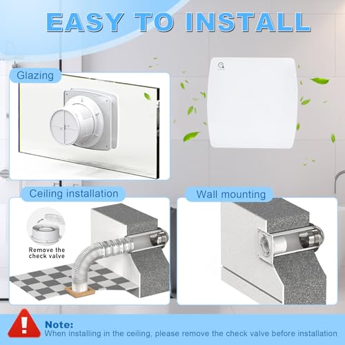 WingFly Bathroom Extractor Fan 100mm with Humidity Sensor and Backflow Flap Timer, Adjustable Run-on Time, 95m³/h - Image 4