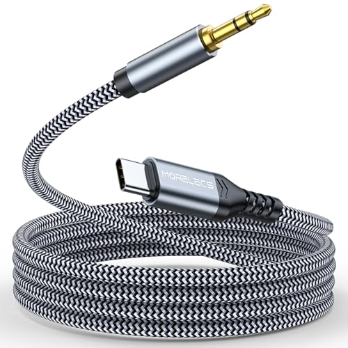 MORELECS Aux to USB C, 6.6ft Aux Cord to USB C Compatible with iPhone 15/16/17, Galaxy S24/S23, iPad Pro, Pixel - Type C to 3.5mm Cord for Car, Headphones, Speakers