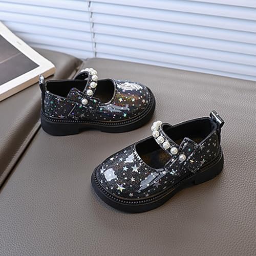 Girls Star Sequins Mary Jane Shoes High Heel Rubber Sole Soft Strap Wedding Shoes Kids Elegant Cute Birthday Sneakers3