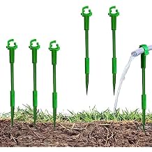 Green Plastic Hose Guide Stakes, Set of 6, 15 Feet, Protects Lawn & Plants, Heavy Duty Hose Guide Spikes