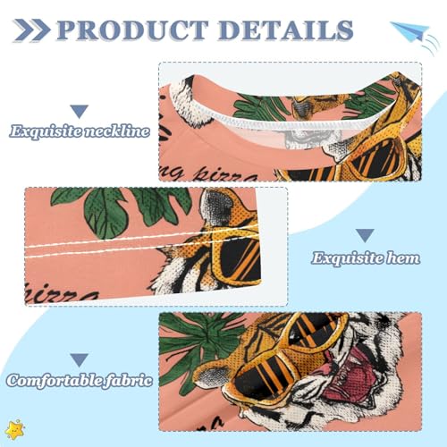 ALAZA Kids Rash Guard Girls Boys Toddler Swim Shirts Short Sleeve Tiger Pizza UPF 50+ 3T3