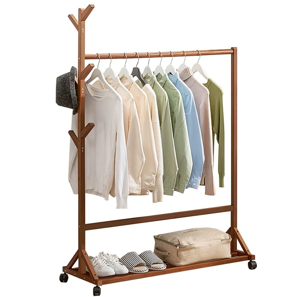 Portant à vêtements en bambou pour remédier au manque de rangement et aux vêtements froissés