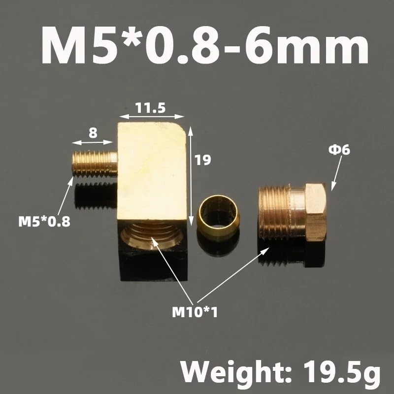 Racor codo M5 a 6mm de compresión ferrule para tubería de cobre y gas 3
