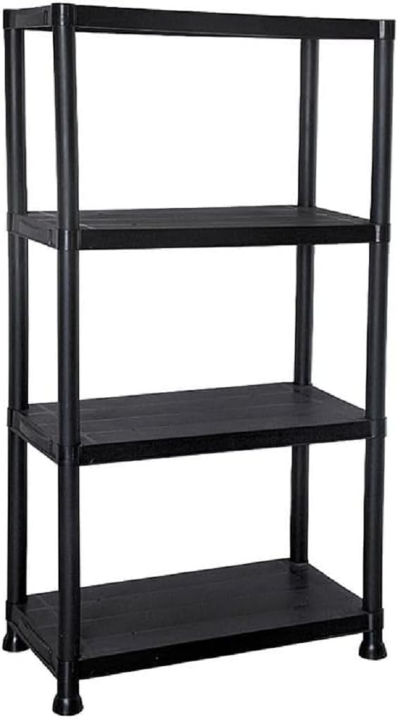 Optimal Products 4&5 Tiers Plastic Racking Shelf Heavy Duty Garage Shelving Storage Shelves Units UK (4 Tier)