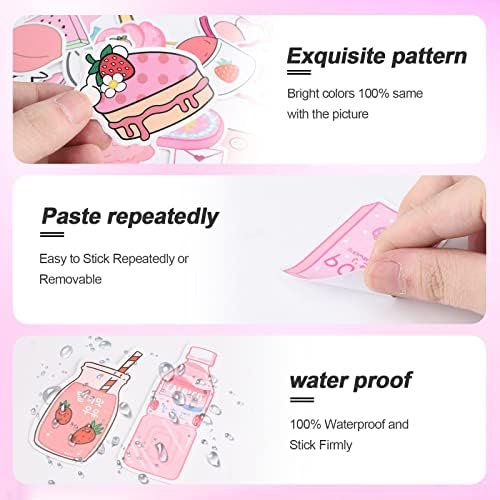 50 Pcs Cute Vsco Stickers Aesthetic Vinyl Stickers Waterproof Stickers for Water Bottles Animal Laptop Stickers Girls Pink Stickers Trendy Stickers for Scrapbook Phone Luggage Skateboard Rabbit